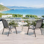 Betterhood Patio Chairs Set of 2, Stackable Outdoor Dining Chairs Set with Breathable Seat Fabric, All-Weather Powder-Coated Metal Frame for Deck, Pool Side and Backyard, 350LBS Capacity (Grey) - Image 4