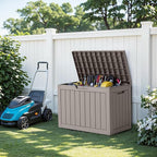 EasyUp 45 Gallon Outdoor Storage Box, Resin Waterproof UV-Resistant Deck Box, Reinforced Stability for Patio, Garden, and Poolside, Striped Gray - Image 7