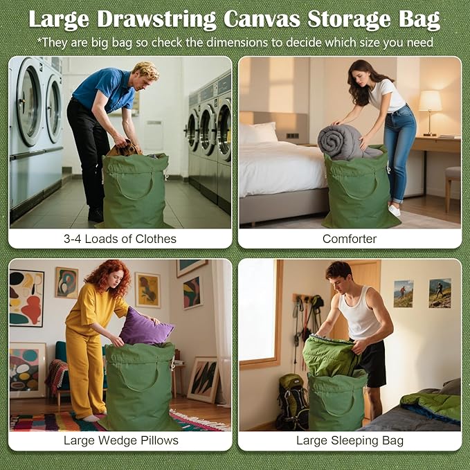 Canvas Laundry Bag 33"Wx 35"H, Thick Cotton Laundry Bag - Image 5