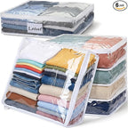 6 Pcs Clear Zippered Storage Bags, Plastic Sweater Storage Bags by Unknown