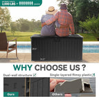 YITAHOME 150 Gallon Large Deck Box with Side Handles, Outdoor Double-Wall Storage for Patio Furniture Cushions, Garden Pool Accessories, Waterproof & Lockable - Image 2