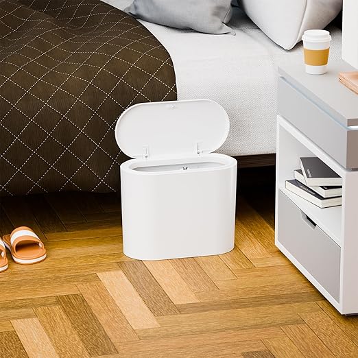 Yieach White 3.17 Gallon Slim Small Bathroom Trash Can - Image 8