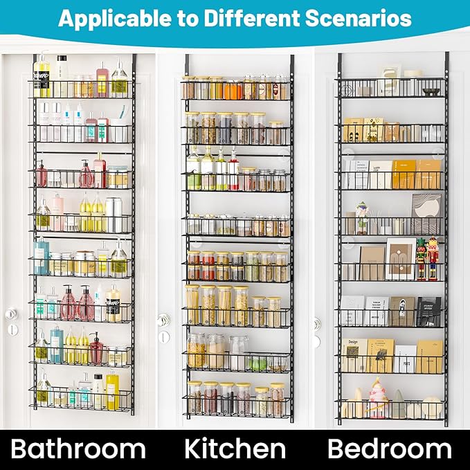 8-Tier Pantry Door Oragnizer, Over The Door Pantry Organizer Rack and Storage - Image 4