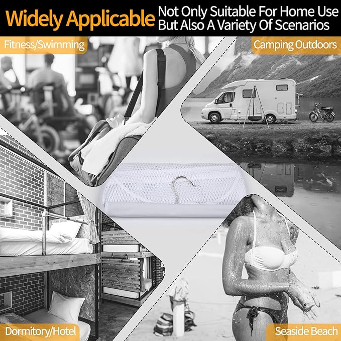 Breathable Mesh Laundry Hamper, Bringing Hooks Foldable Hanging Shower Caddy - Image 7