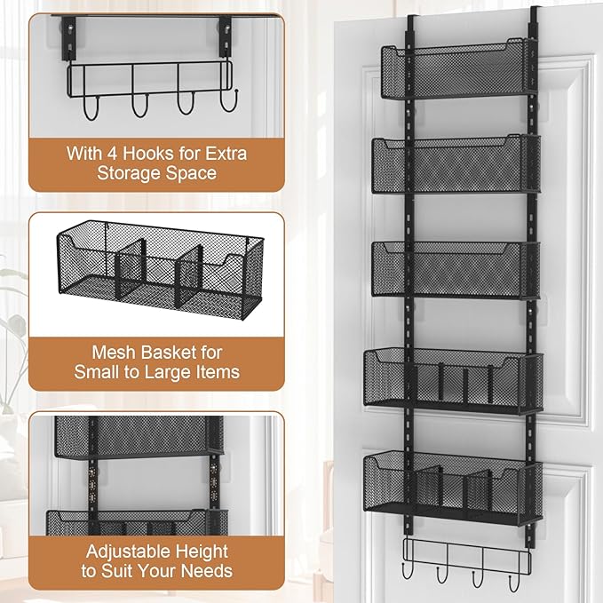 Over The Door Organizer, Metal Door Organizer Hanging - Image 5