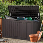 YITAHOME 100 Gallon Resin Deck Box, Weather Resistant Outdoor Storage Box, Lockable Indoor Outdoor Storage for Supplies and Essentials, Dark Brown - Image 2