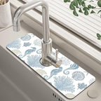 Marine Seashell Seahorse Coral Kitchen Sink Splash Guard Mat Absorbent Fast by Unknown
