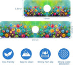 Abstract Blue and Red Flowers Dish Drying Mat - Image 3
