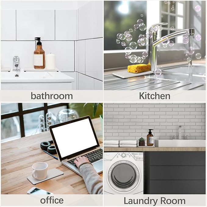 2 PCS Water Absorbent diatomite Coasters, 9.5" x 4" Water Absorbing Stone Tray - Image 6