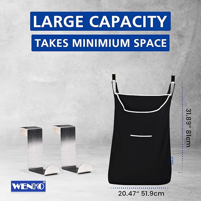 WENKO Laundry Hamper Bag Hanging, Over The Door Basket - Image 5