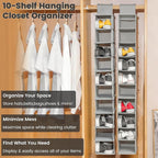 HomeBeyond 10-Shelf Hanging Closet Organizer, and Accessories, Space-Saving - Image 3