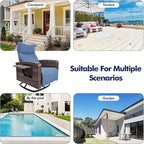 Outdoor Recliner Chair, Wicker Patio Recliners with Adjustable Backrest and Extended Foot Rest, Reclining Patio Chairs with Flip Table & Removable Cushion Cover for Porch - Image 8