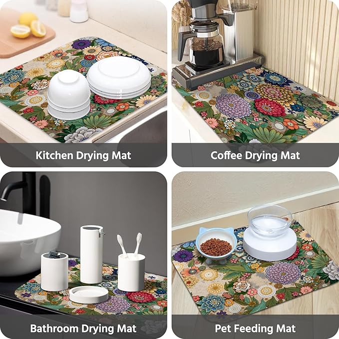Dish Drying Mat for Kitchen Counter 18x24 Inch, Super Absorbent Dish Drainer Mat - Image 7