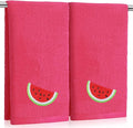 2 Pcs Watermelon Hand Towels Bright Pink Bathroom Decor 14x29 Inch Embroidered by SmoothNovelty