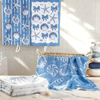 Breling Set of 6 Coastal Beach Kitchen Towels Blue Bow Dish Towel Bathroom - Image 6
