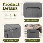 Devoko 31 Gallon Waterproof Outdoor Storage Box Resin Deck Box Lockable and UV Resistant for Patio Furniture,Garden Tools (Grey) - Image 5