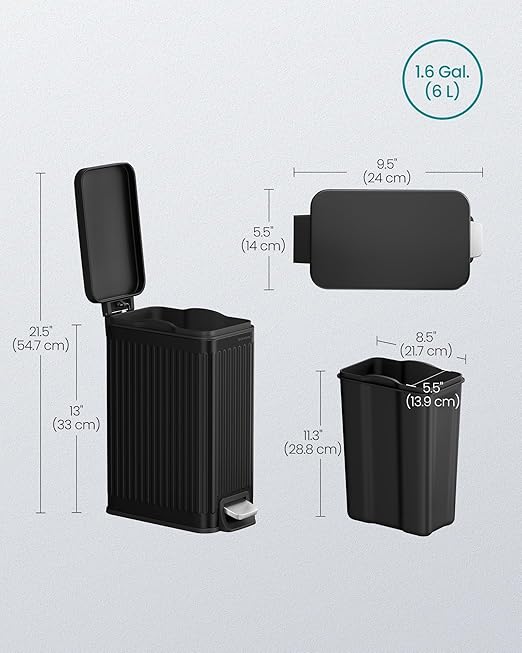 SONGMICS Bathroom Trash Can, 1.6-Gallon Trash Bin - Image 7
