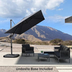 PURPLE LEAF 8.2' X 11.5' Tilting Patio Umbrella with Base Outdoor Cantilever Swivel Rectangle Umbrella Aluminum Offset Umbrella with 360-degree Rotation for Garden Deck Pool Patio Grey - Image 2