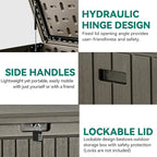 YITAHOME 90 Gallon Large Deck Box with Side Handles, Outdoor Double-Wall Storage for Patio Furniture Cushions, Garden Pool Accessories, Waterproof & Lockable - Image 4