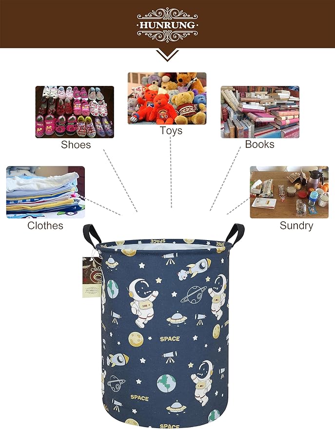 HUNRUNG Laundry Hamper, Large Canvas Fabric Lightweight Storage Basket Toy - Image 3