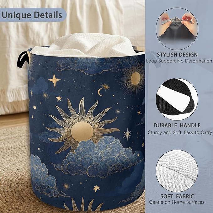 Sun Moon Stars Laundry Basket, Oxford Cloth Laundry Hamper - Image 3