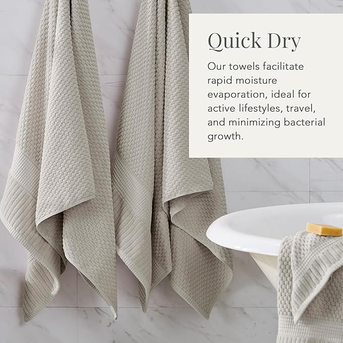 NY Loft 100% Cotton Bath Towel Set of 4 | Grey Towels | Oeko-TEX® Standard 100 - Image 3