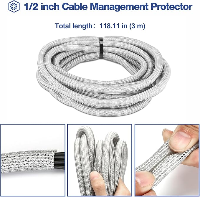 JOTO 1 Pack Cable Management Sleeve, 10 Feet Cord Organizer System - Image 7