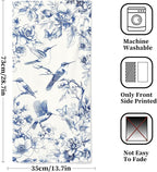 Blue Floral Hand Towels for Bathroom Humingbird Kitchen Towels Watercolor - Image 2