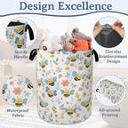 Cute Bee Laundry Basket, Foldable Oxford Cloth Pink Flowers Laundry Hamper - Image 4