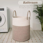 Large Woven Laundry Basket Hamper, 100L Cotton Rope Storage Bin - Image 5