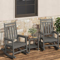 HDPE Rocking Chair Outdoor Set of 2 with Side Table - Poly High Back Porch Rocker Chairs for Adults - All Weather Resistant Furniture for Patio Front Porch - Gray by Garvee