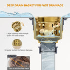 BOTEMY 3-1/2'' Kitchen Sink Drain Assembly Kit, Brass-Finish Sink Drain Strainer - Image 4