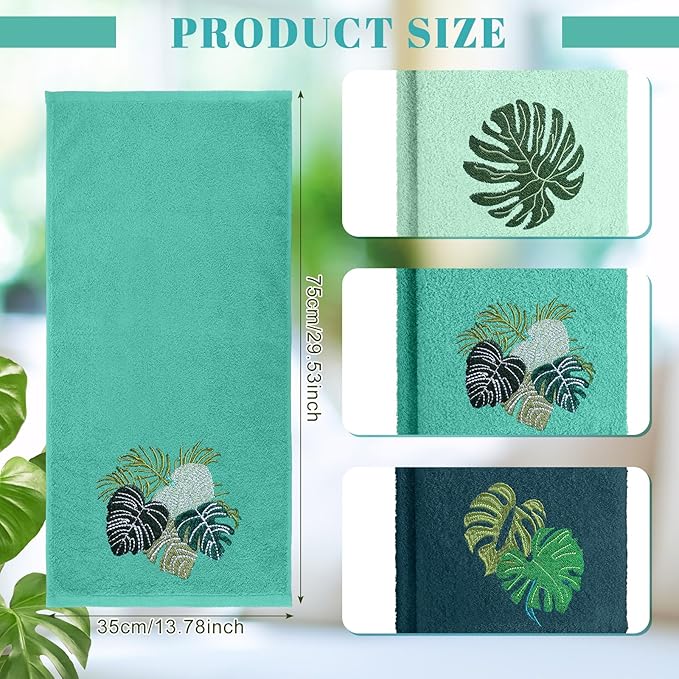 3 Pack Tropical Palm Leaves Hand Towels - Image 2