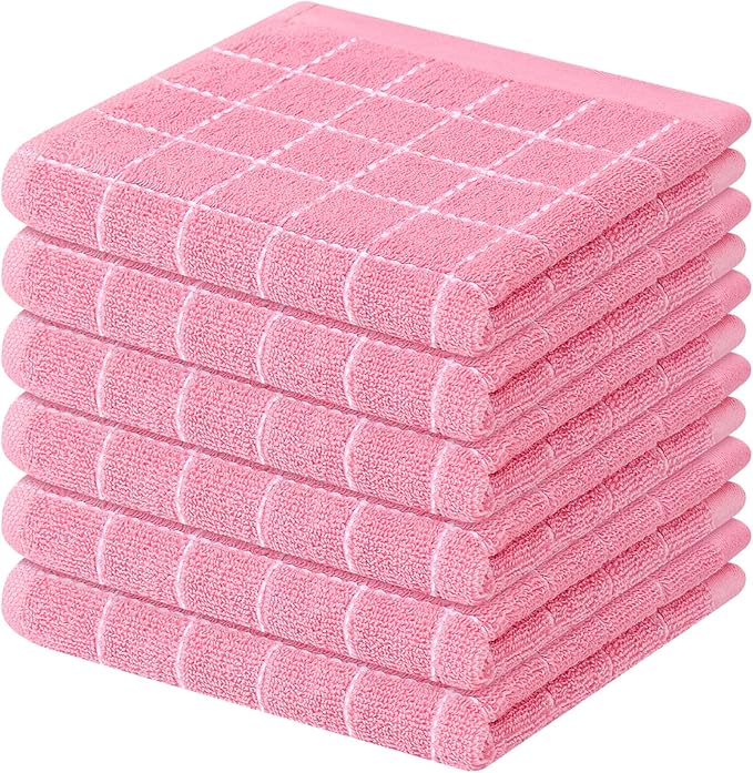 Mordimy 100% Cotton Terry Cloth Dish Cloths, Soft and Absorbent Checkered Dish by Mordimy
