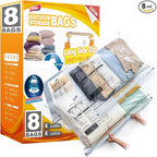 TAILI 8 Pack Vacuum Storage Bags, LONG SIDE ZIP, Storage Bulky Beddings by TAILI