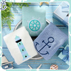 3 Pack Nautical Hand Towels for Bathroom 100% Cotton Embroidered Beach Bathroom - Image 5