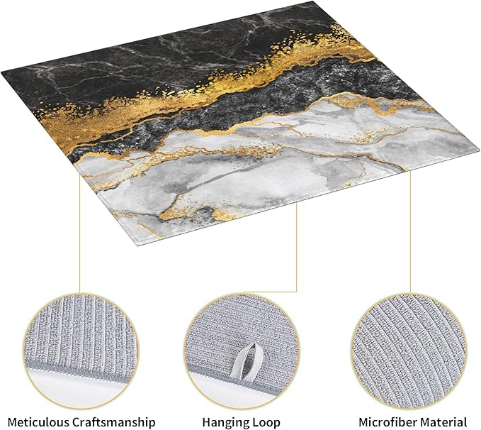 Black Gold Marble Dish Drying Mat - Image 5