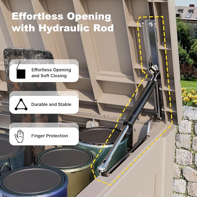 180 Gallon Outdoor Storage Box, Large Resin Deck Box for Patio Furniture Cushion Garden Tools, Waterproof and Lockable Design(Gray) - Image 3
