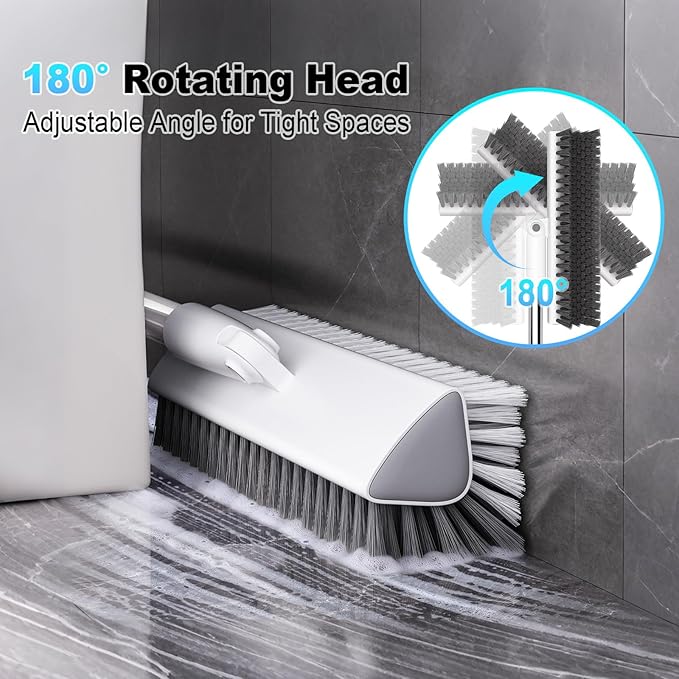 Floor Scrub Brush with Long Handle, Heavy-Duty Stiff Bristles, V-Shape Floor - Image 4