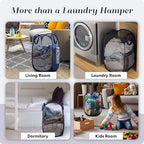 Handy Laundry Collapsible Mesh Foldable Hamper 14" x 14' x 24" Navy Blue - Image 8
