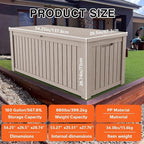 TARKARI 180 Gallon Lockable Resin Deck Box, Waterproof & UV-Resistant Outdoor Storage Box for Outdoor Cushion Storage, Garden Tools & Pool Accessories Storage, Gray - Image 2