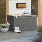 Greesum 100 Gallon Resin Patio Storage Box for Garden Tools, Outdoor Furniture Cushions, Pool Supplies, Gray - Image 4