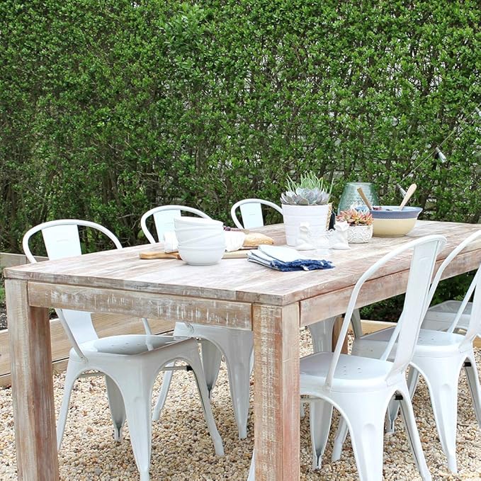 FDW | Set of 4 Metal Dining Chairs | Cream | Stackable Tolix Side Chairs with Backrest | Scratch-Resistant | Non-Slip Feet | Indoor/Outdoor Use | 330 lbs Capacity | Ideal for Kitchen & Restaurant - Image 4
