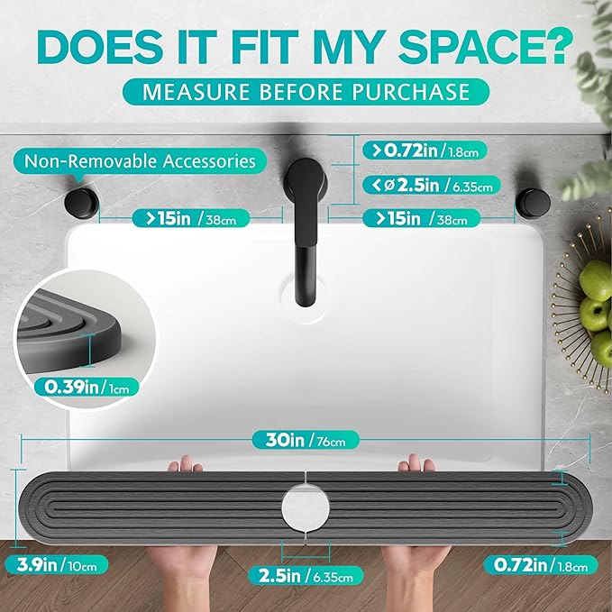 Stone Faucet Mat for Kitchen Sink – Diatomite Fast-Drying Stone Tray, Faucet - Image 2