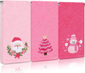 3Pcs Christmas Pink Hand Towel Set Cotton Xmas Tree Santa Snowman Bathroom by FYSUIMU