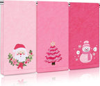 3Pcs Christmas Pink Hand Towel Set Cotton Xmas Tree Santa Snowman Bathroom by FYSUIMU