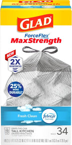 Glad Kitchen Trash Bags, 13 Gallon, Fresh Clean | ForceFlex MaxStrength | Tall - Image 14