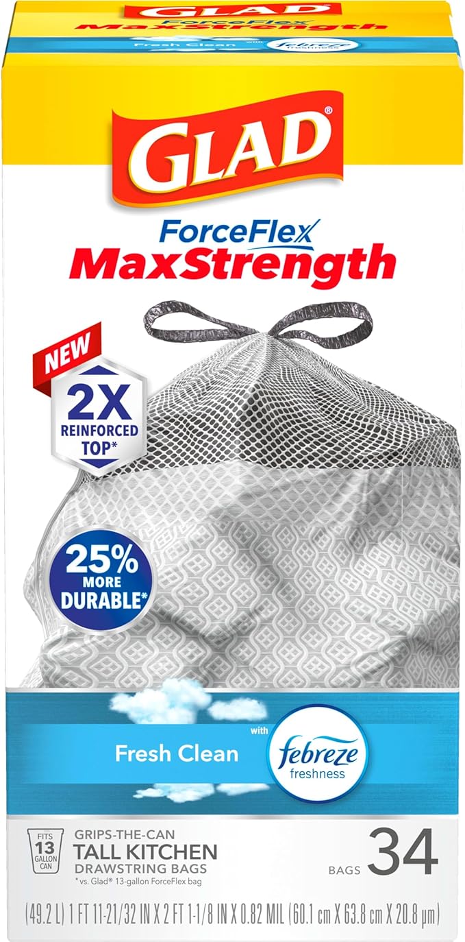 Glad ForceFlex MaxStrength Kitchen Trash Bags, 13 Gal, Fresh Clean Febreze - Image 14