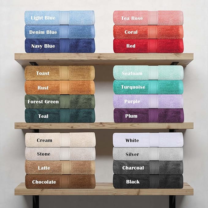 SUPERIOR Egyptian Cotton Pile Bath Towel Set of 2, Ultra Soft Luxury Towels - Image 10