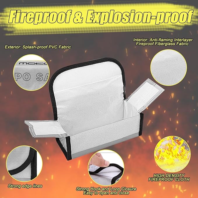 2PCS Lipo Battery Safe Bag, Fireproof Protection, Explosion-Proof, Battery - Image 4